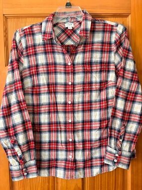 J. Crew Red, White & Navy Plaid Button-Down Shirt